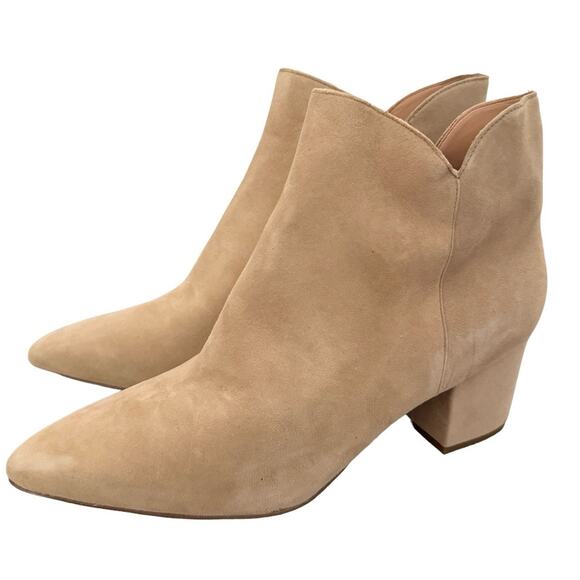 COLE HAAN NEW CAMEL SUEDE BOOTIES BOOTS MINIMAL CLASSIC 10B LUXURY VERSATILE - Picture 1 of 11